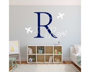 Airplane Decal - Plane Boys Monogram Decal - Personalized  Boy Name Monogram 